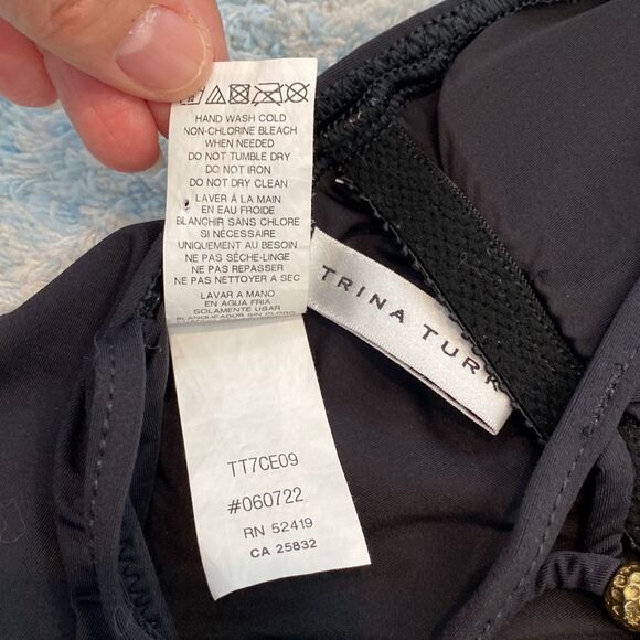 Trina Turk Algiers V-Plunge Embellished One- Piece Black Swimsuit TT0722 - Picture 13 of 16